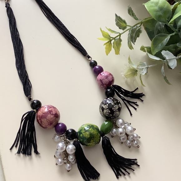 Preston and York Black and Beaded Statement Necklace NWT - Picture 3 of 8